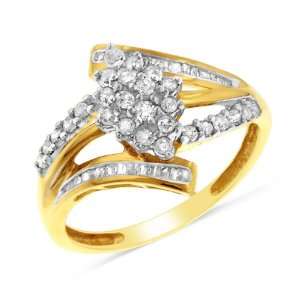  0.50 Carat tw Diamond Cluster Ring in 10K Yellow Gold 
