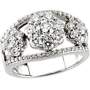   Carat Total Weight Diamond Cluster Ring set in 14 kt White Gold(5.5
