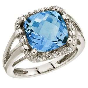   Yellow Gold December Birthstone 10 mm Blue Topaz and Diamond Rope Ring