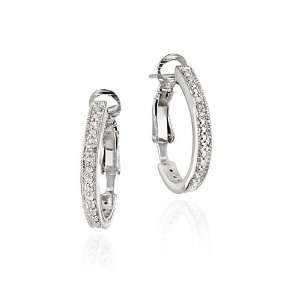    Sterling Silver Diamond Accent Oval Half Hoop Earrings Jewelry