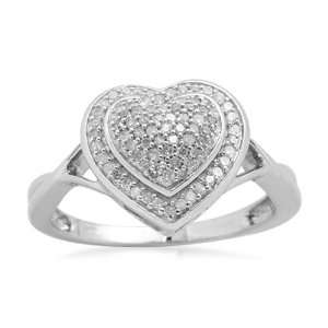 Sterling Silver Diamond Heart Ring (1/4 cttw, I J Color, I3 Clarity 