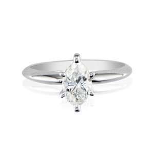   Rings 3/4ct Marquise Diamond Solitaire Ring in 14k White Gold