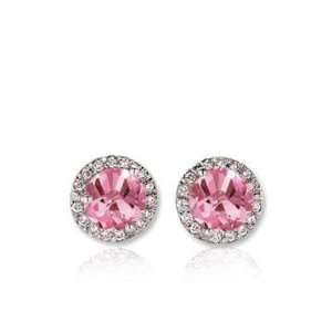   14k White Gold 1/2 Carat Pink Sapphire Diamond Stud Earrings Jewelry