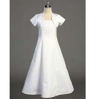 Lito Girls White Full Length First Communion Dress Bolero 