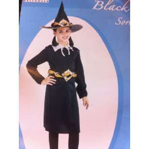 com Black Witch Halloween Costume with orange and gold accents Dress 