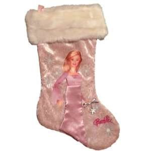   Pink Plush Barbie Doll Fur Christmas Stocking holiday