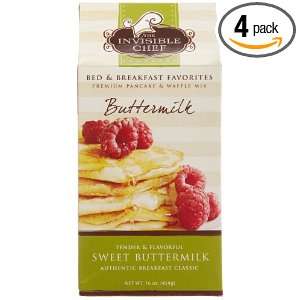 The Invisible Chef Pancake Mix, Buttermilk, 16 Ounce Boxes (Pack of 4)