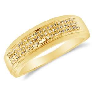 Silver Plated in Yellow Gold Diamond MENS Wedding Band OR Fashion Ring 