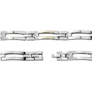  Mens Stainless Steel and 14kt Yellow Gold Link Bracelet Jewelry