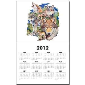 Calendar Print w Current Year Wolf Collage