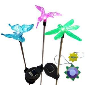 HQRP Set of 3 Changing Multi Color Stake LED Lights Illuminated 