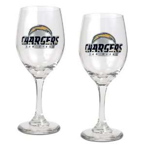 San Diego Chargers NFL 2pc Wine Glass Set   Primary Logo  