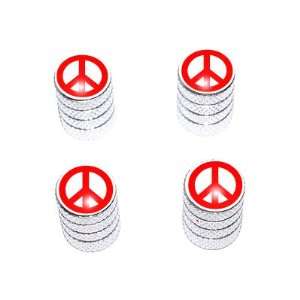  Peace Sign Red   Tire Rim Valve Stem Caps   Aluminum Automotive