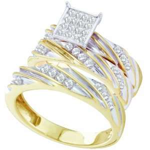   Gold .66CT Round Cut Diamond Wedding Engagement Bridal Trio Ring Set