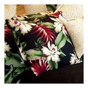    Hanalei 7A OR B Orchids Black Pillow with Cord Trim