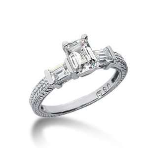   Diamond Engagement Ring Baguette Channel Antique 14k White Gold DALES