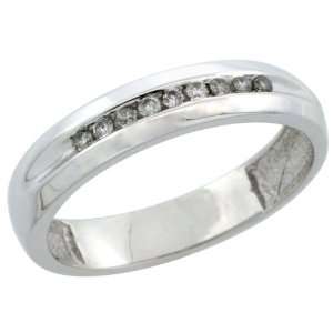 10k White Gold Ladies Diamond Ring Band w/ 0.11 Carat Brilliant Cut 