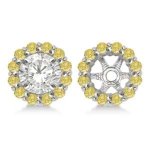  Round Cut Fancy Yellow Canary Diamond Earring Jackets 14k 