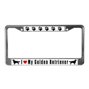  I love my golden retriever Pets License Plate Frame by 