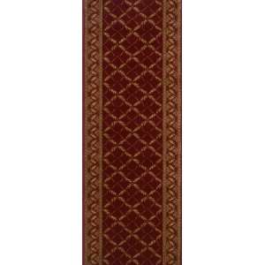   Rug Argyle Runner, Claret, 2 Foot 2 Inch by 12 Foot