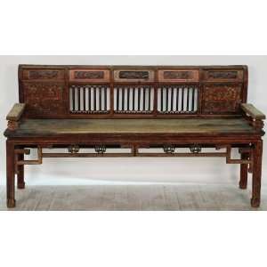  CS1009 Antique Chinese Carved Bench, circa 1850 1900 