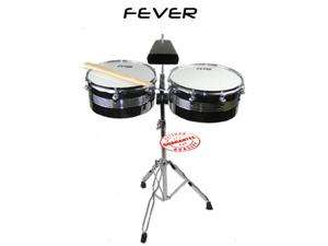 Fever Timbales Set 13 and 14 Inches with Stand Silver Shells TB 1314 