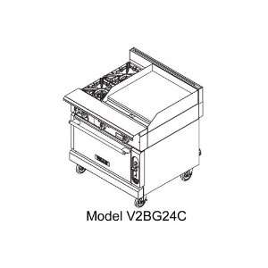 Vulcan Hart V Series Heavy Duty 36 Gas Range W/ 24 Griddle   V2BG24