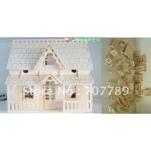 24 3d puzzle model miniature doll house+34pcs furniture play house 