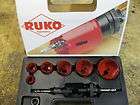 ruko 9 pc bi metal hole saw kit w/ arbors & case