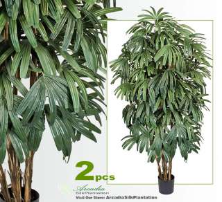   on TWO 7 Pre Potted Raphis (Lady Palm) Artificial Silk Trees