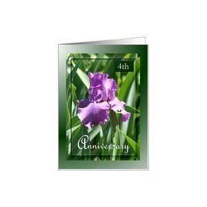  4th Anniversary ~ Flower / Purple Iris and leaves Card 