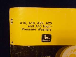 JD A16 A18 A22 A25 A40 Pressure Washers Parts Catalog  