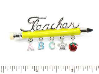 Elegant Teachers abc pencil Brooch Pin  