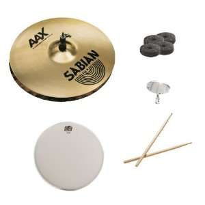 Sabian 14 Inch AAX X Celerator Hats Pack with Snare Head, Drumsticks 