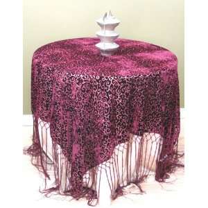   Table Topper Tablecloth Throw with Fringe Burgundy