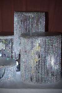   tier,for WEDDING CAKE STAND,14 long diamond cut acrylic beads  