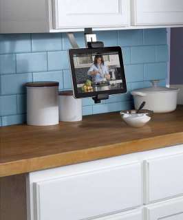 Convenient cabinet mount allows tablets to be used in the kitchen 