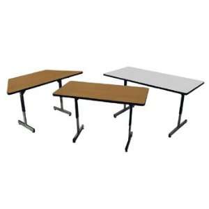 Adjustable T Leg Activity Table, 20 x 36 in Rectangular, Light Oak Top 