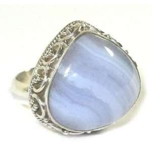  Blue Lace Agate Silver Ring   Size 6.5