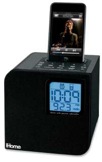 iHome iH12 Cube Clock Radio with Dock for iPod (Black)