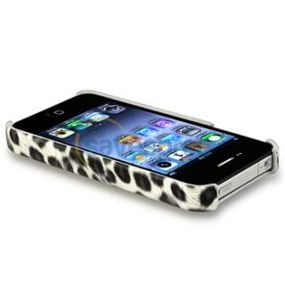 Grey Leopard Rear CASE+PRIVACY Guard For iPhone 4 4S 4G 4GS G OS 