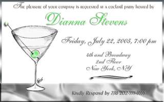 Classy Martini Invitations for your Cocktail Party, Bridal Shower 