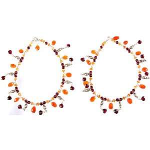 Faceted Carnelian and Garnet Anklets (Price Per Pair)   Sterling 