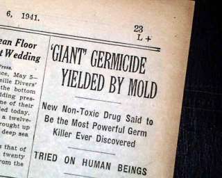 1941 PENICILLIN DISCOVERY Antibiotics Penicillium Fungi for Disease in 