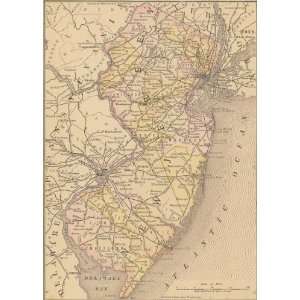  McNally 1888 Antique Railroad Map of New Jersey Office 