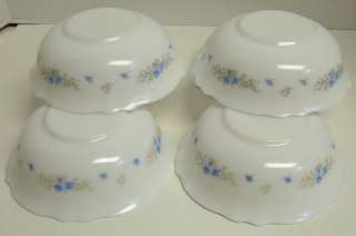 Arcopal Romantique Cereal Soup Salad Bowls Milk White W/ Blue 