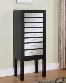 STANDING BLACK MIRRORED JEWELRY ARMOIRE Cabinet Storage Chest Box 