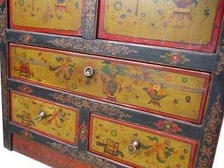 Tibetan Antique Painting Armoire Cabinet WK2057  