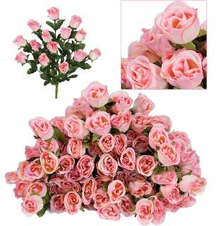 84 Long Stem Rose Buds Wedding Silk Dew Flowers NEW 6PK  