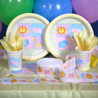 Baby Shower Neutral Party Pack Set Safari Balloons Napkins Plates Cups 